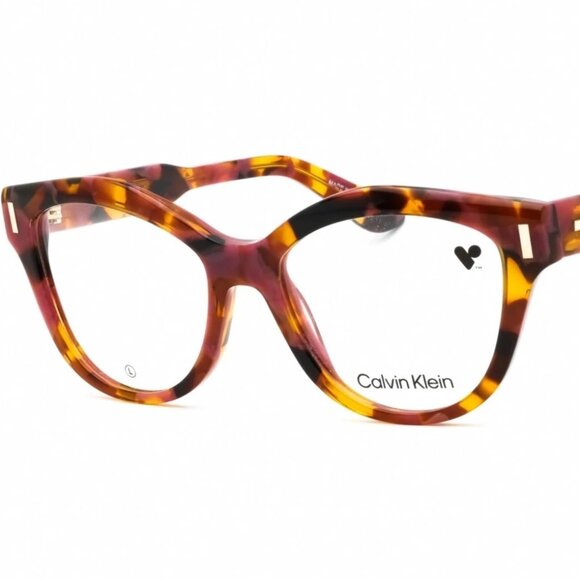 Calvin Klein CK23541 663 Cat‑Eye Eyeglasses Rose Havana Acetate 53‑17‑145 - Picture 1 of 3